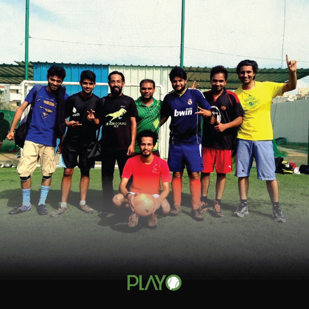 Players playing football in bangalore at pretty sports drift