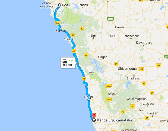 Mangalore to Goa Road Trip