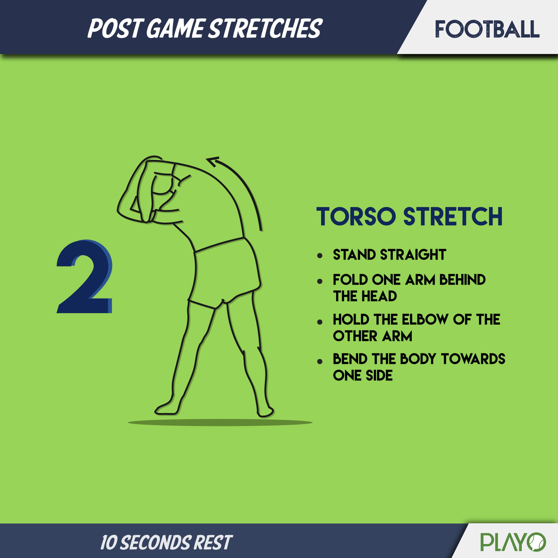 Torso stretch for cool down after football