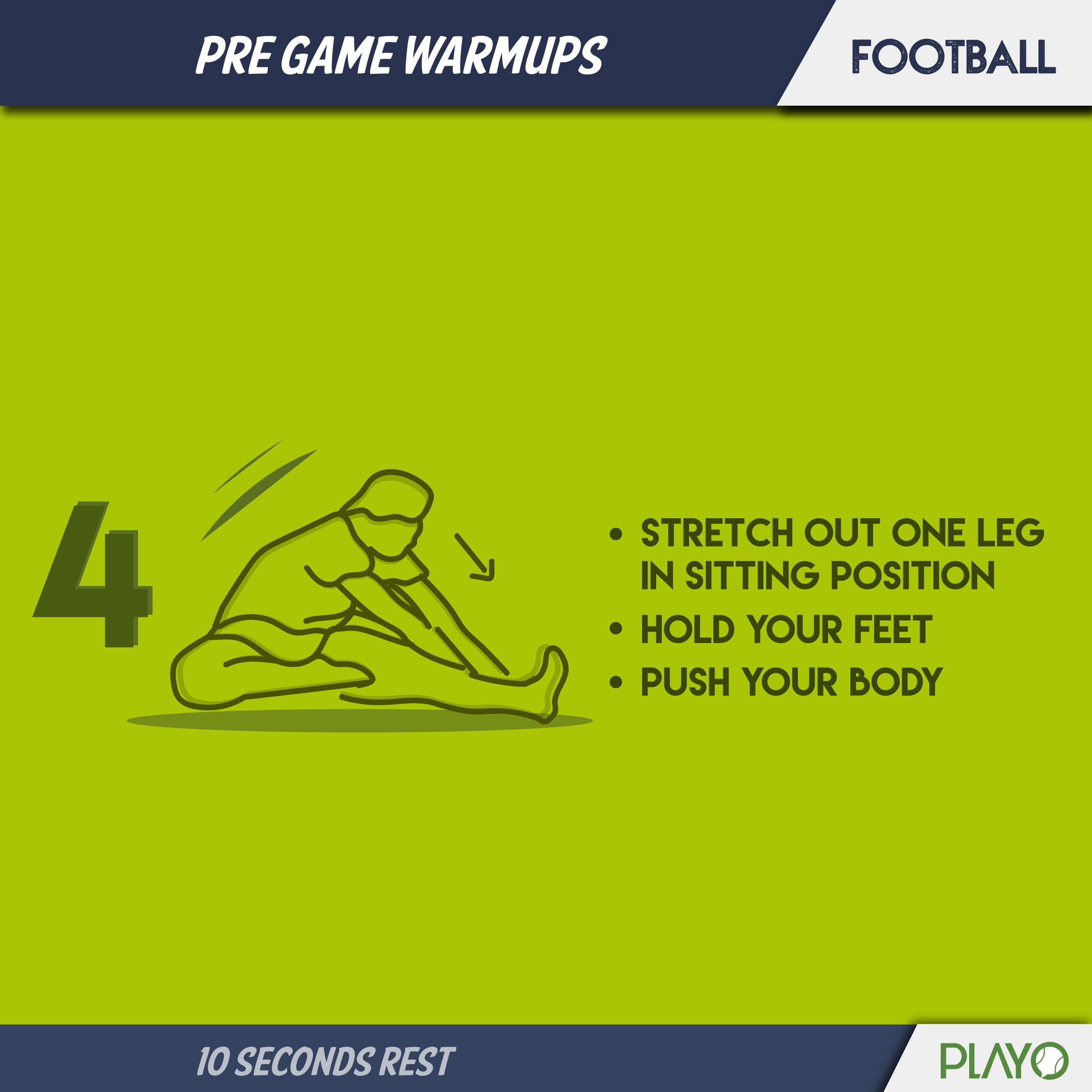 Hamstring stretch for warm-up before football