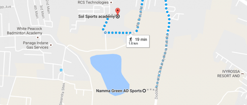 Location of Sol Sports Academy from Namma Green AD Sports