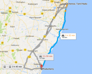 Chennai to Pondicherry via East Coast Road (ECR)