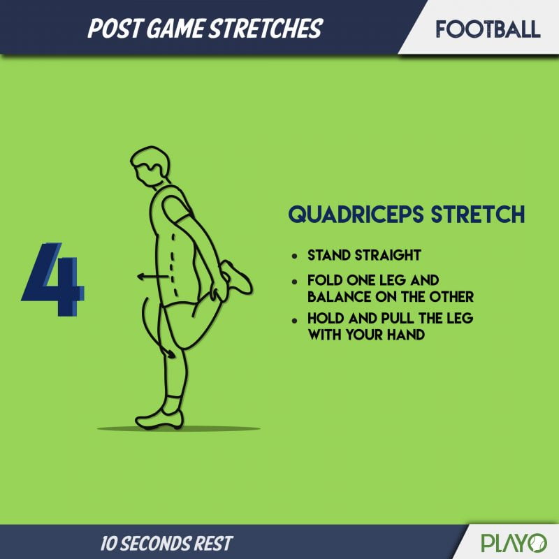 Quadriceps stretch to cool you down after football