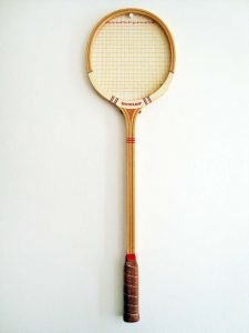 badminton racket on hook