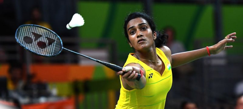 pv sindhu with her badminton racket