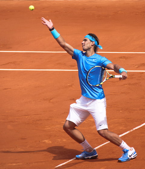 Rafael Nadal serving