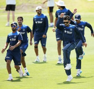 ADELAIDE, AUSTRALIA - NOVEMBER 23: Players warm up during a training session for the Indian cricket team at Gliderol Stadium on November 23, 2014 in Adelaide, Australia. (Photo by Morne de Klerk/Getty Images)- cricket Warm-up