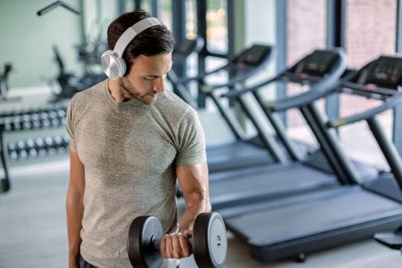 motivational workout in gym with music