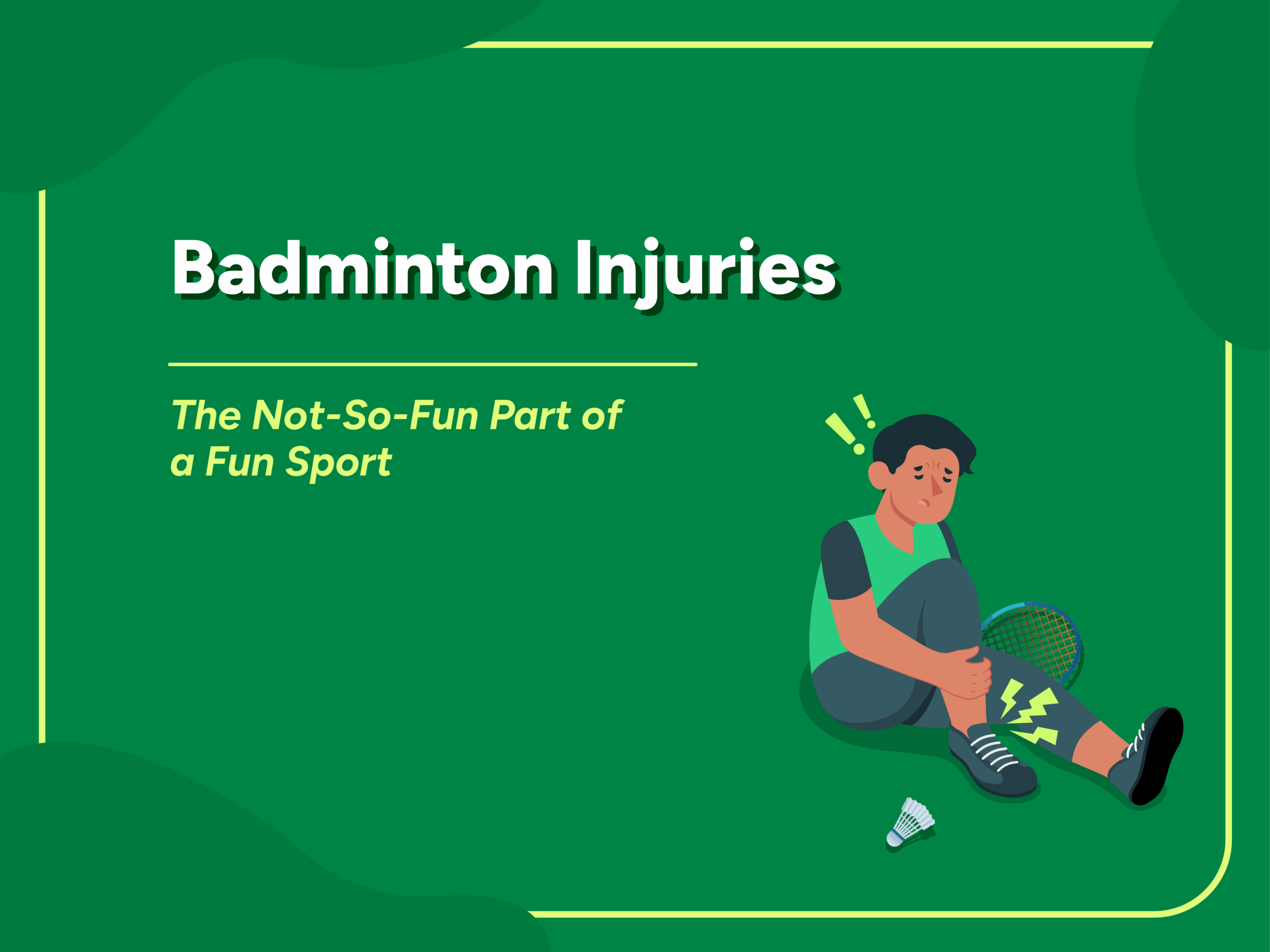 Blog thumbnail on badminton injuries featuring an injured player and title text