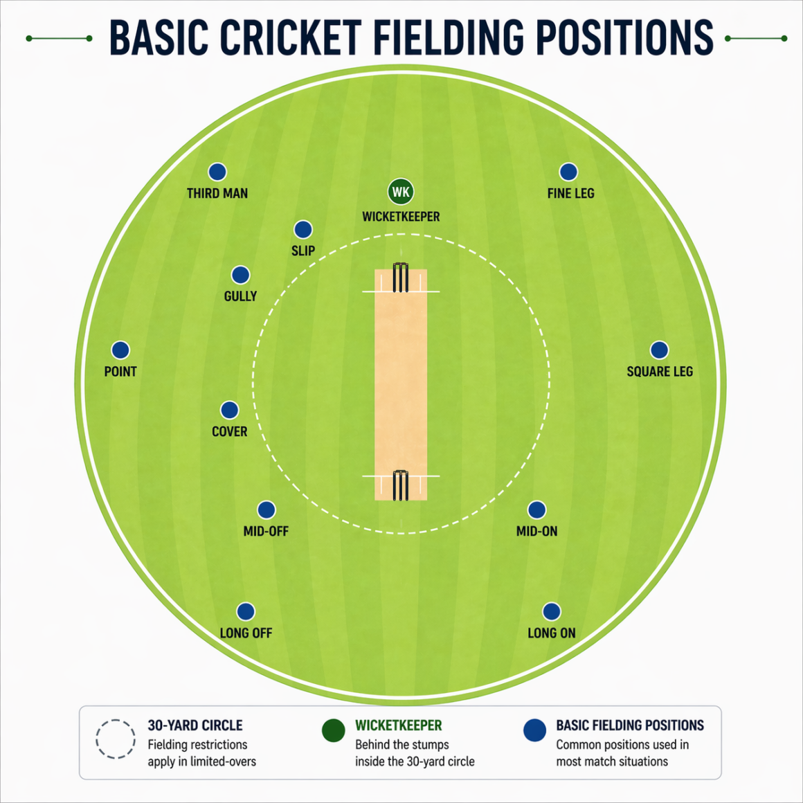 Basic Cricket Fielding Positions