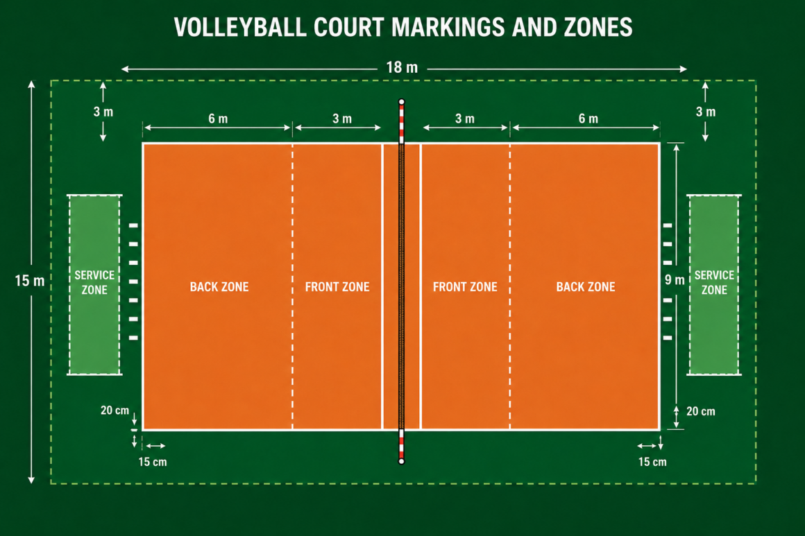Volleyball Court Markings and Zones