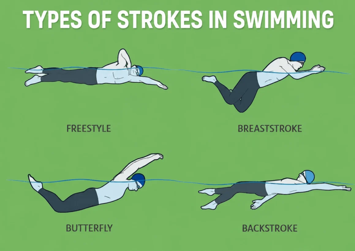 Types of Strokes in swimming